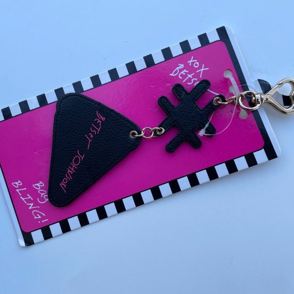 Betsey Johnson Keys Holder Bag Bling Sequins FRIES Keychain Key Fob New - Picture 3 of 7